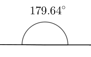 Angle of 179.64 degrees. It looks like a straight line.